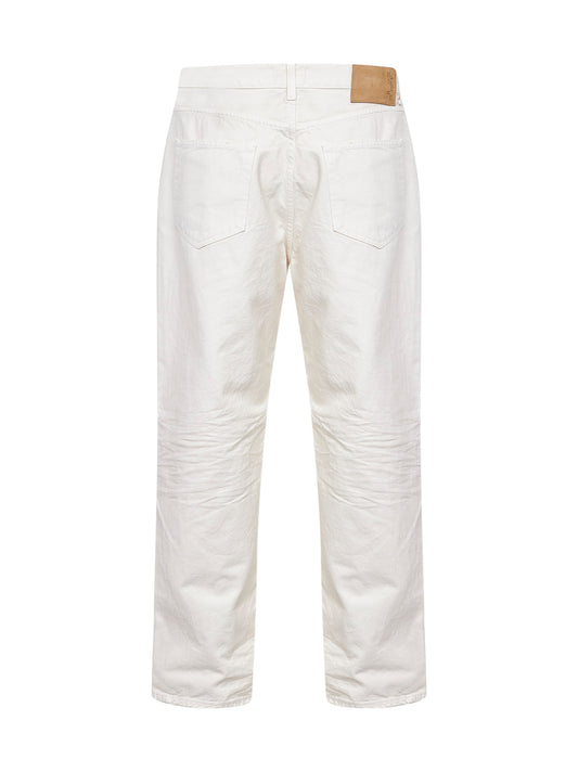 Jeans dritti Logan in denim di cotone avorio