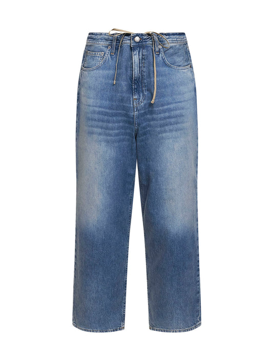Jeans ampi Ray in denim di cotone blu<BR/>