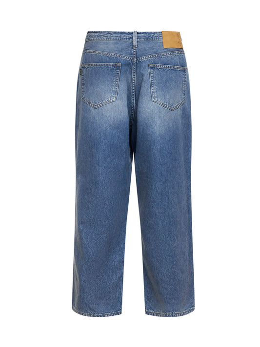 Jeans ampi Ray in denim di cotone blu<BR/>