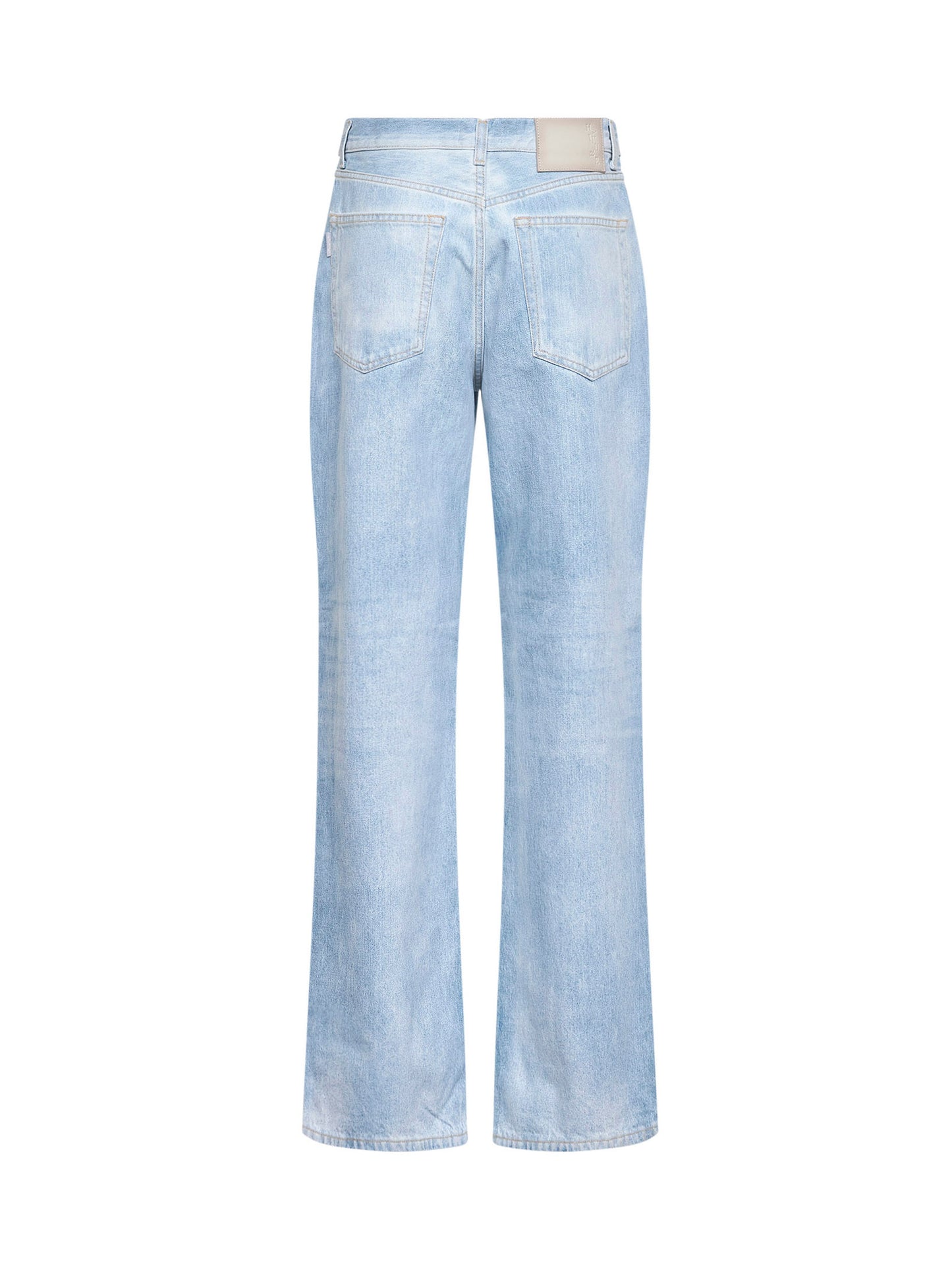 Jeans leggermente svasati Korea in denim di cotone blu