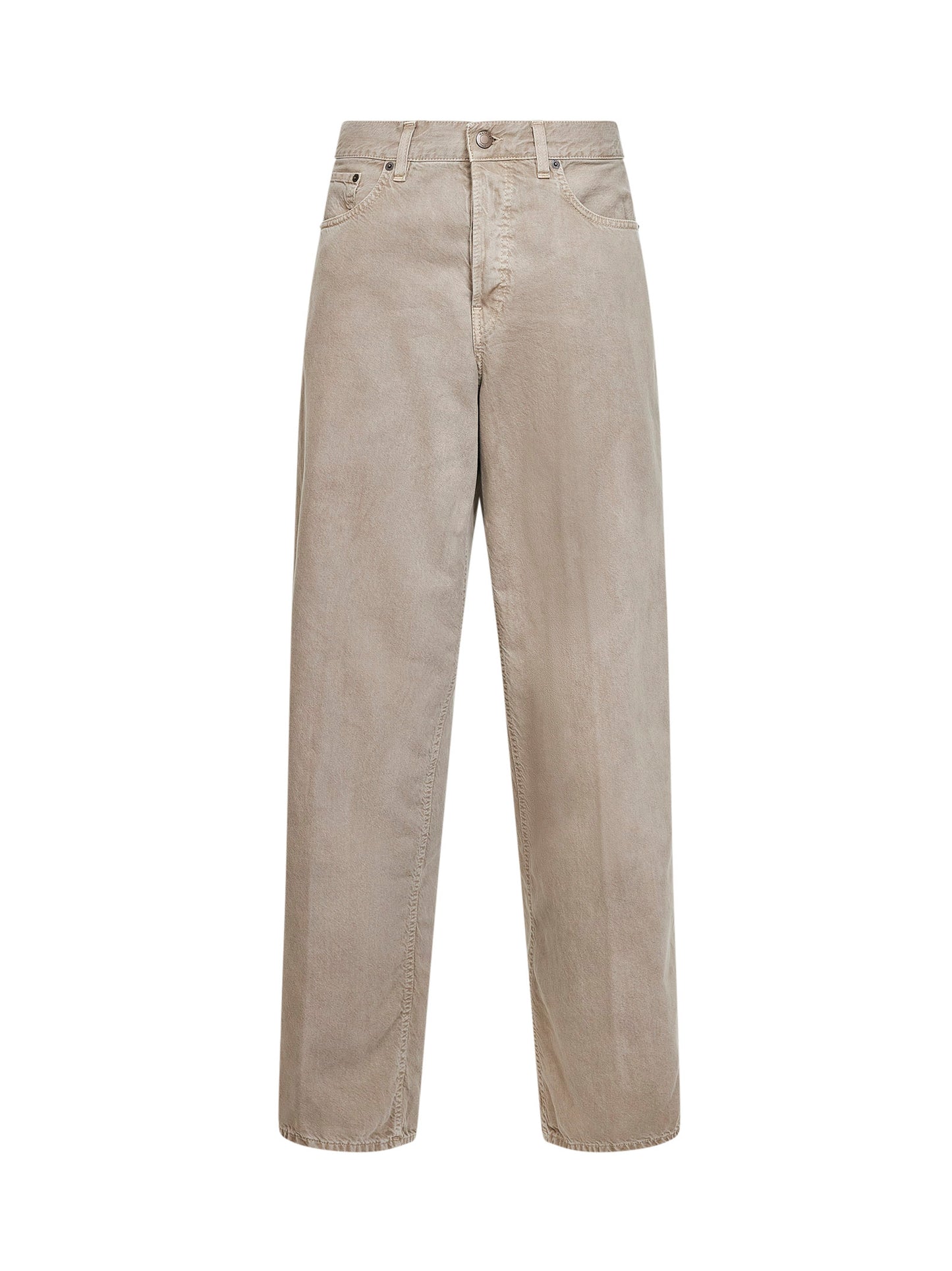 Jeans boyfriend Bethany in denim di cotone e lino beige