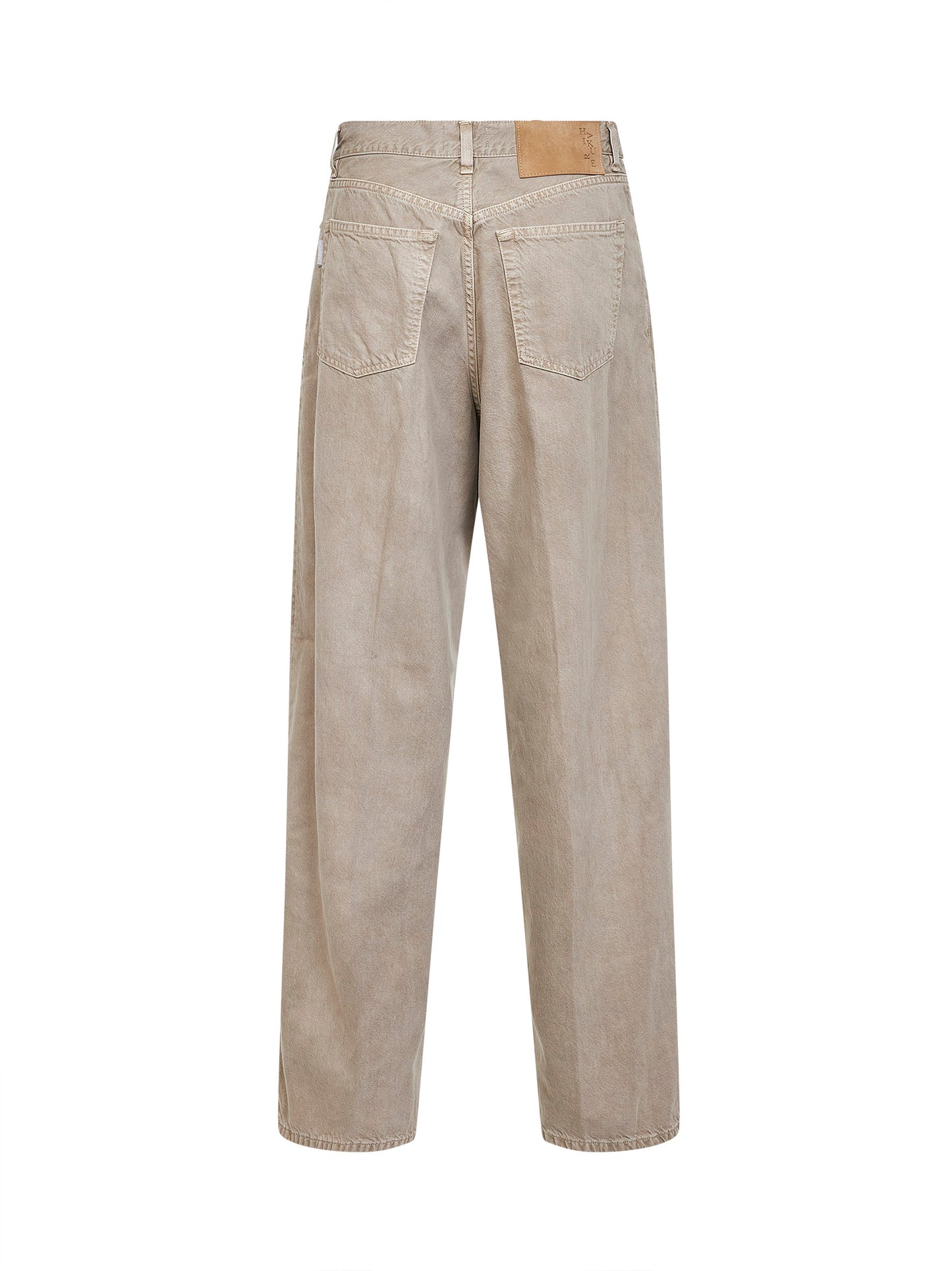 Jeans boyfriend Bethany in denim di cotone e lino beige