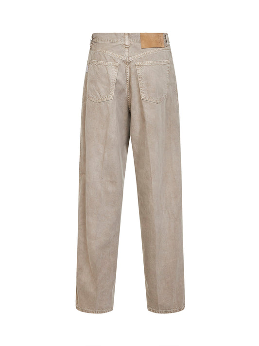 Beige cotton and linen denim Bethany boyfriend jeans