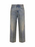 Jeans crop Betty in denim di cotone blu
