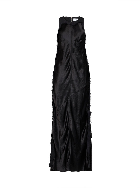 Carbon black cotton satin bull Toto long dress