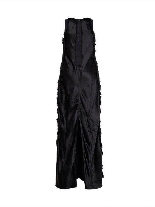 Carbon black cotton satin bull Toto long dress