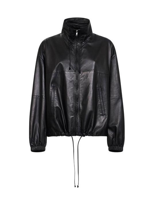 Black nappa leather Jordan bomber jacket