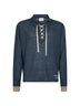 T-shirt a manica lunga ricamata in lino blu