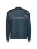 T-shirt a manica lunga ricamata in lino blu