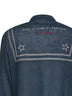 T-shirt a manica lunga ricamata in lino blu