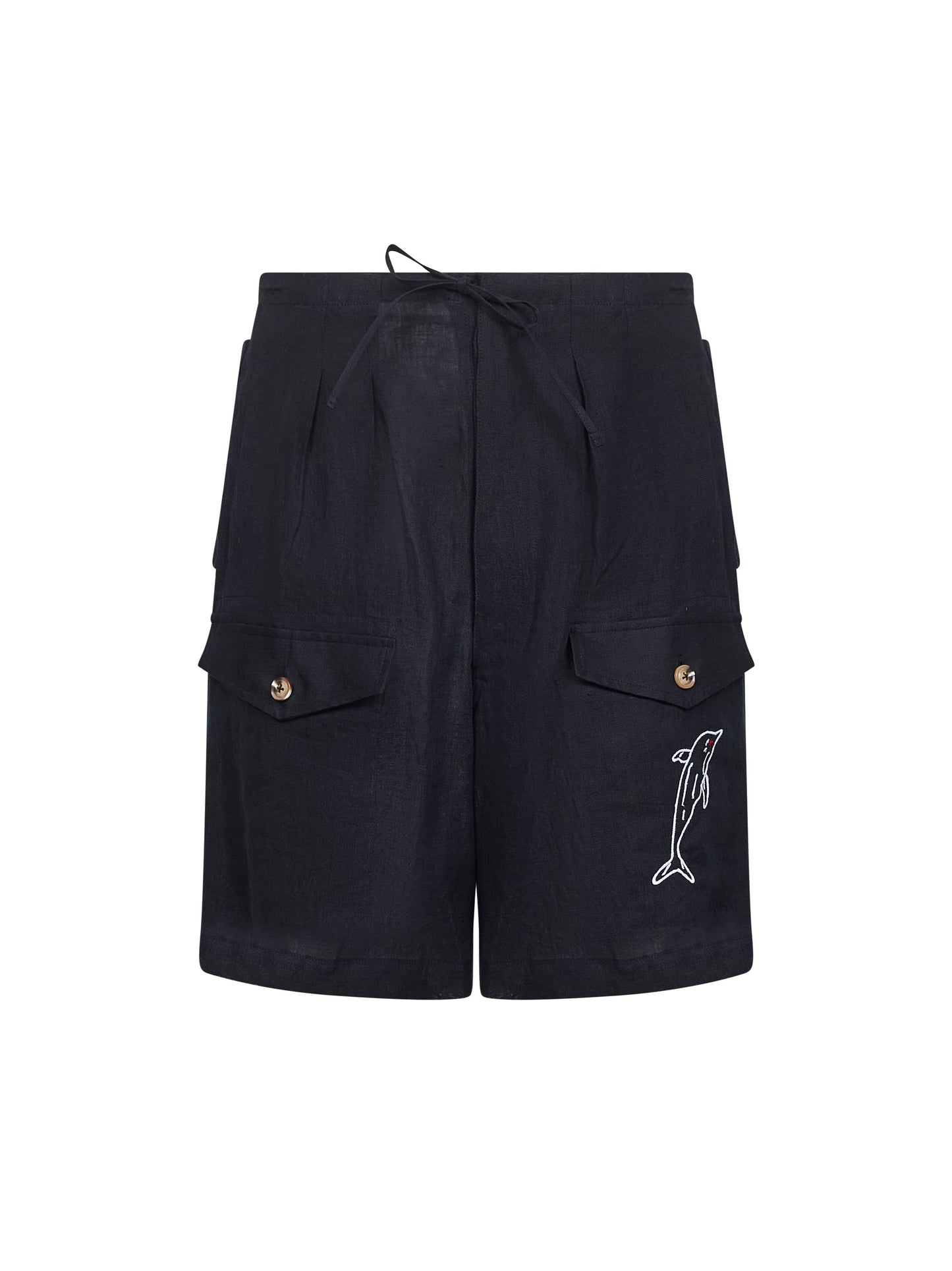 Blue linen Forever Dolphin Bermuda shorts