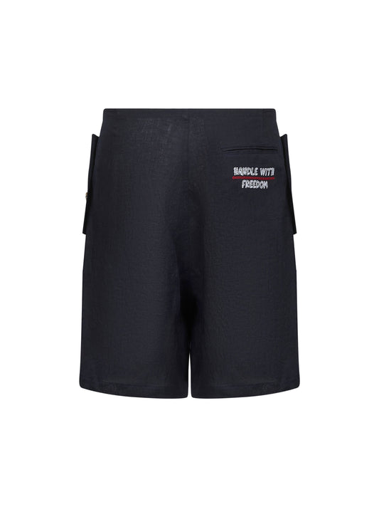 Blue linen Forever Dolphin Bermuda shorts
