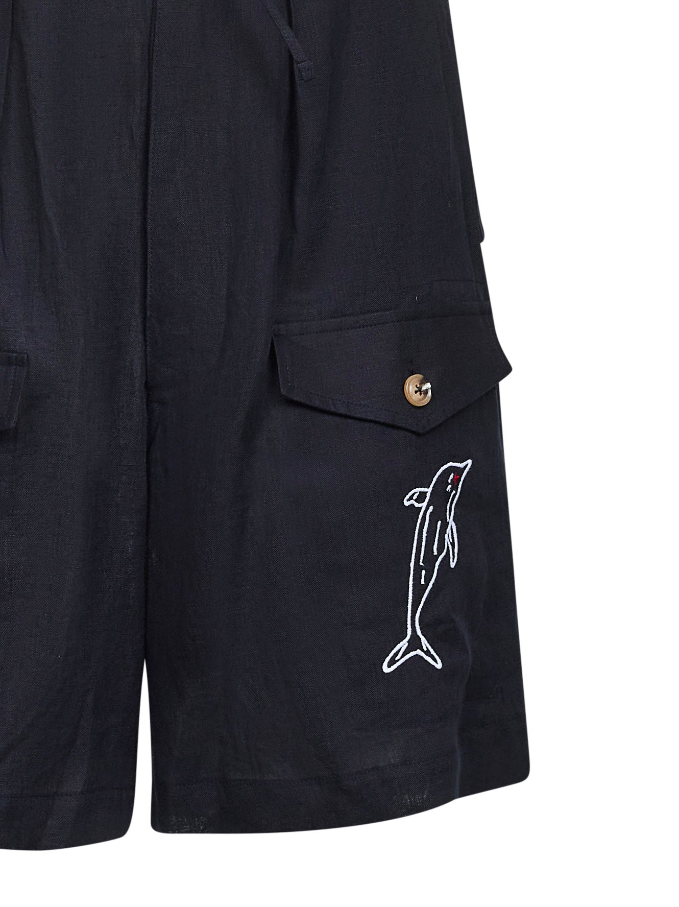 Blue linen Forever Dolphin Bermuda shorts