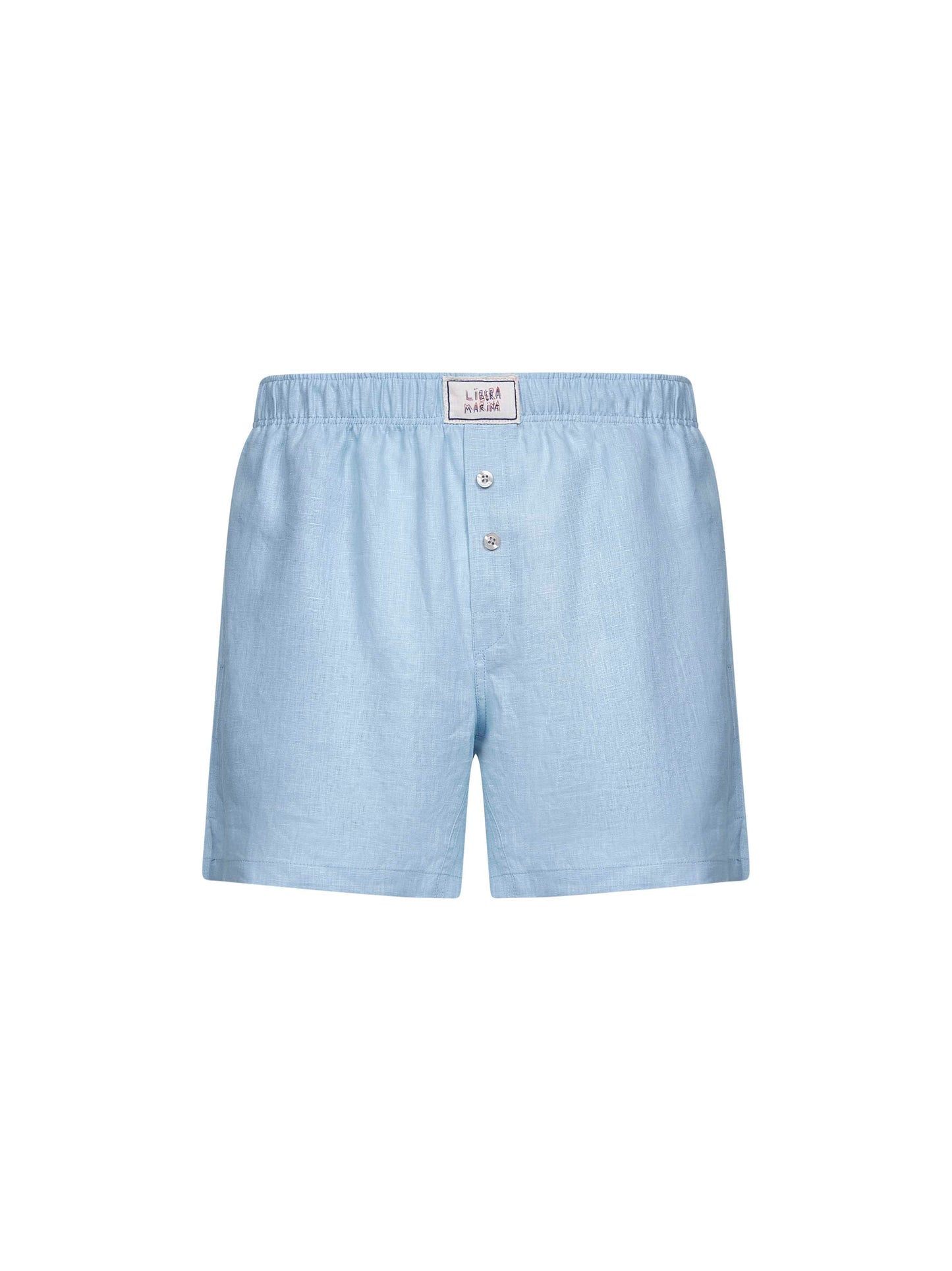Sky blue linen Libera Marina boxer-style shorts