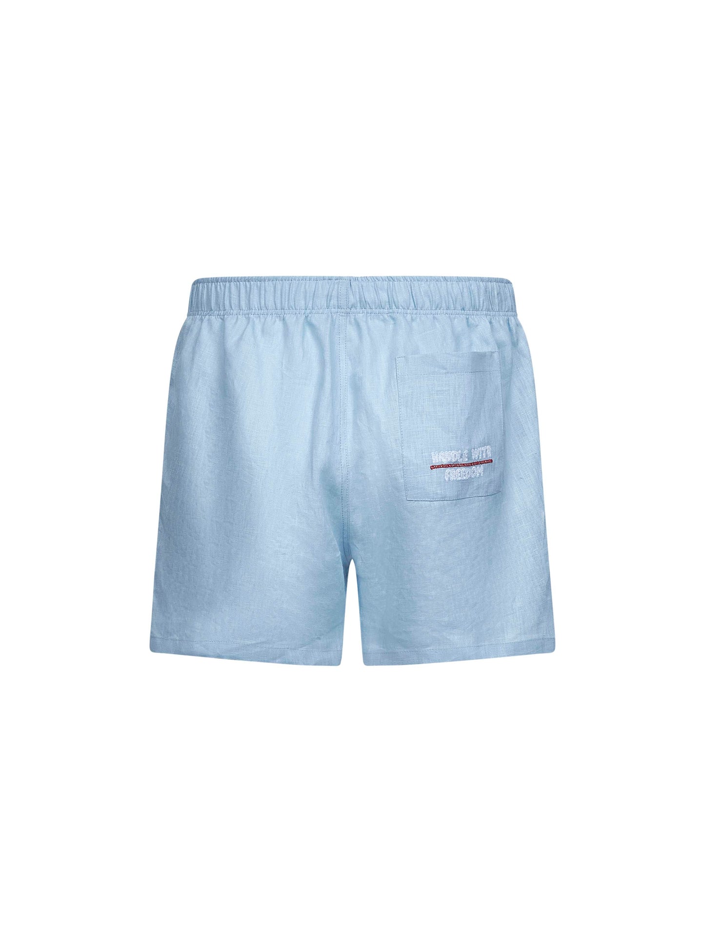 Sky blue linen Libera Marina boxer-style shorts