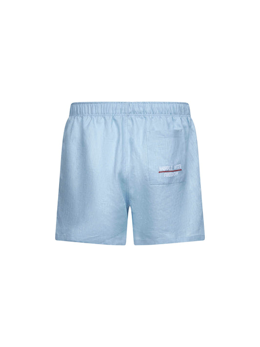 Sky blue linen Libera Marina boxer-style shorts