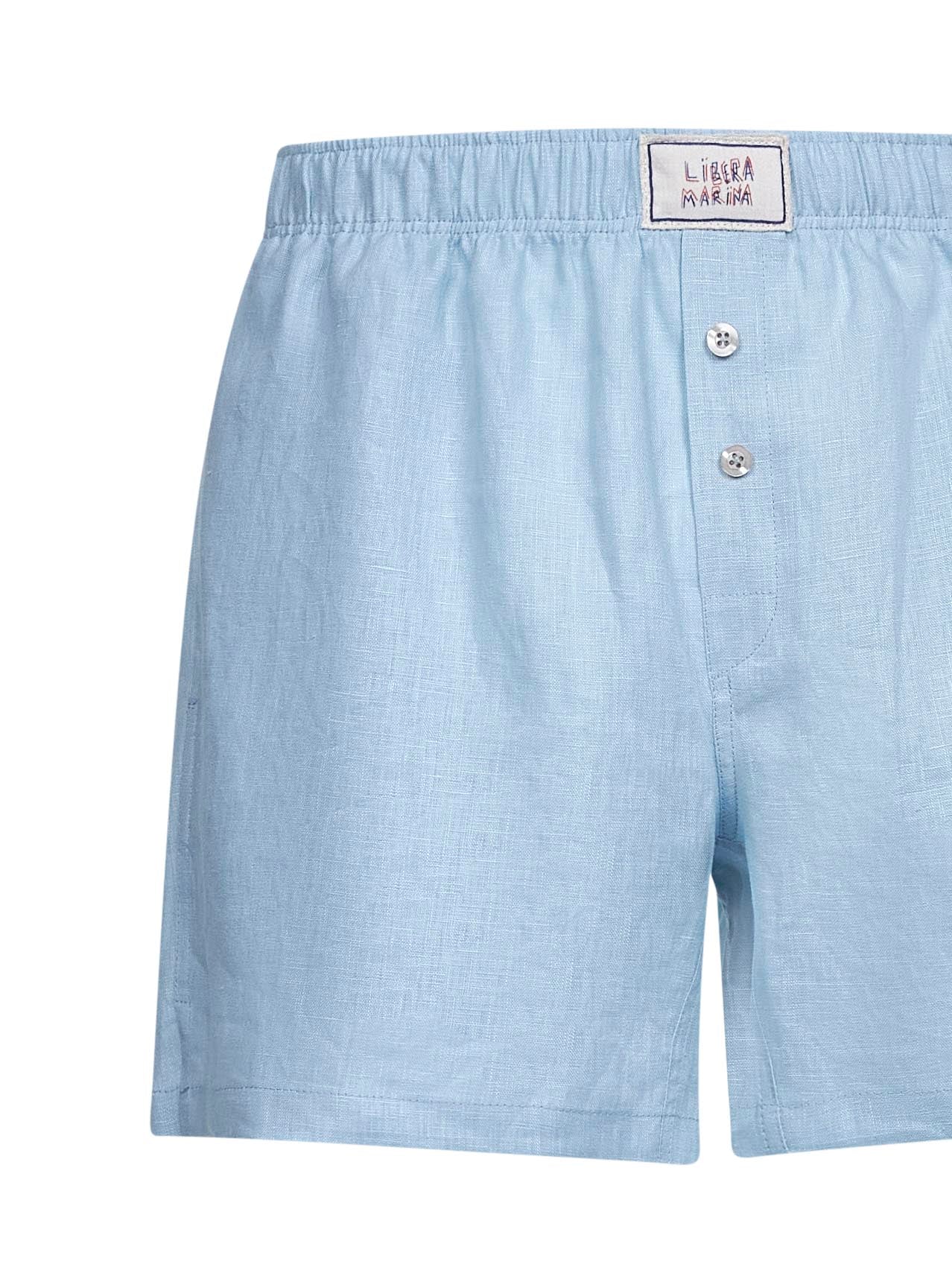 Sky blue linen Libera Marina boxer-style shorts