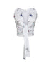 Top crop stampato Return To in popeline bianco