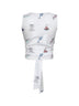 Top crop stampato Return To in popeline bianco