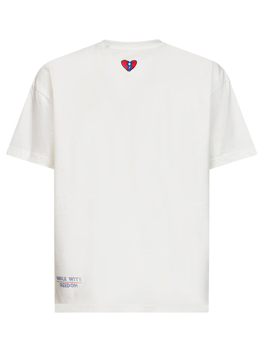 White cotton jersey printed T-shirt