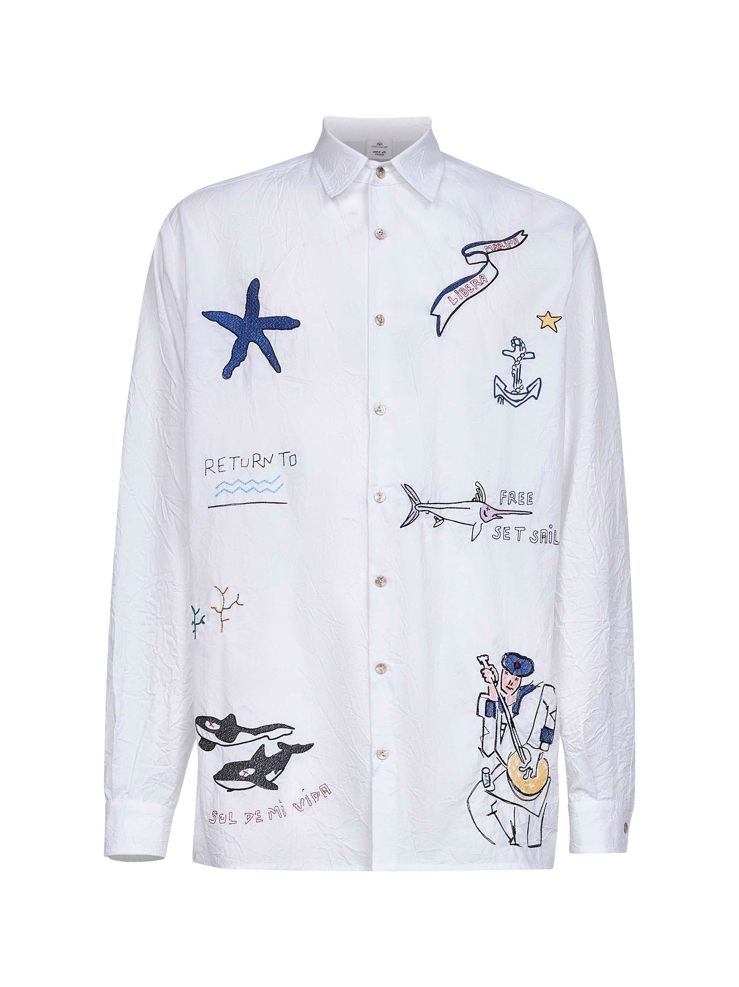 Camicia ricamata Sale in popeline bianco