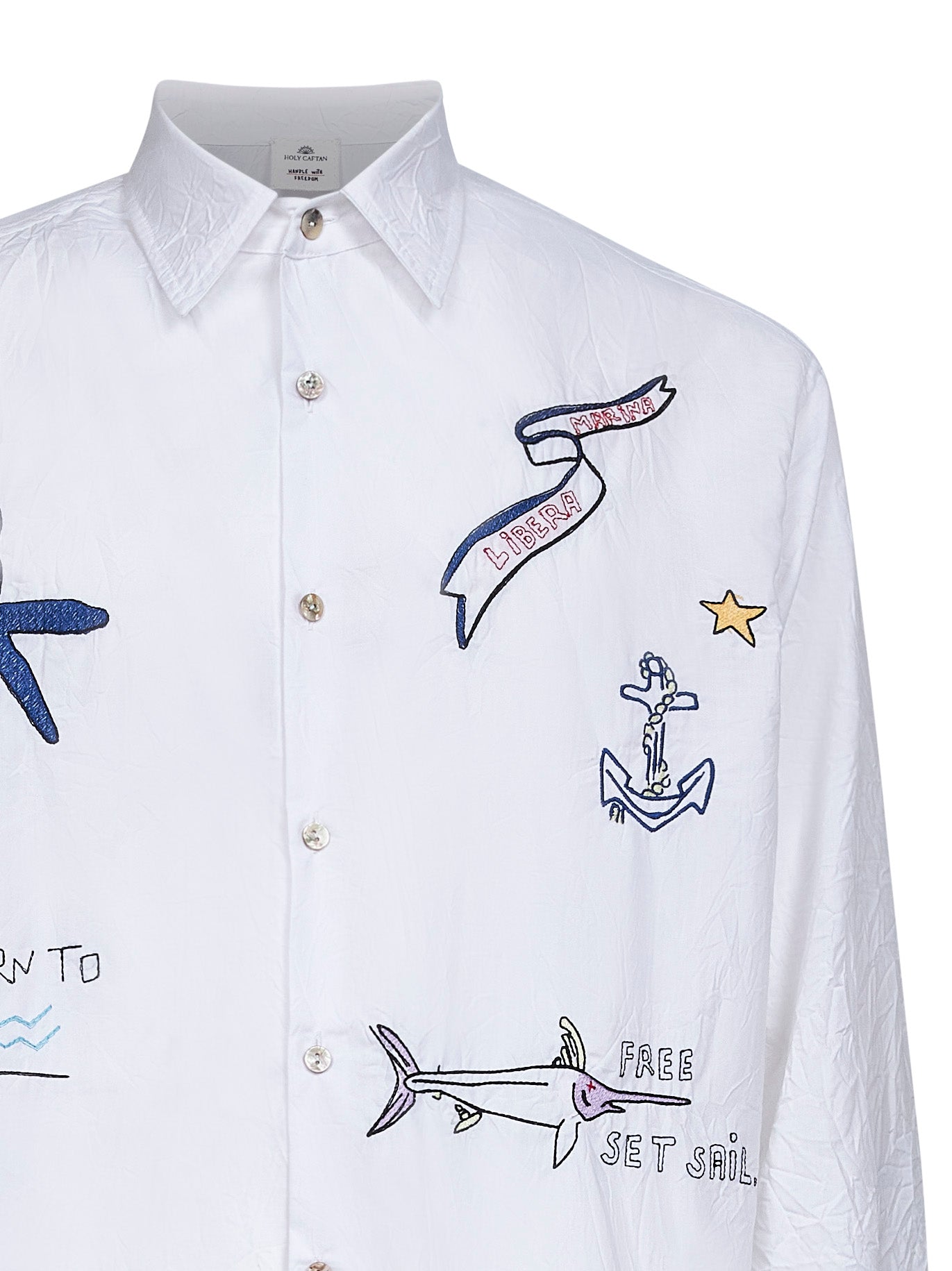 Camicia ricamata Sale in popeline bianco