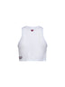 Canotta crop Break Your Heart in lino bianco