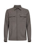 Camicia in tela di lana bi-stretch tortora<BR/>