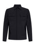 Camicia in tela di lana bi-stretch blu navy