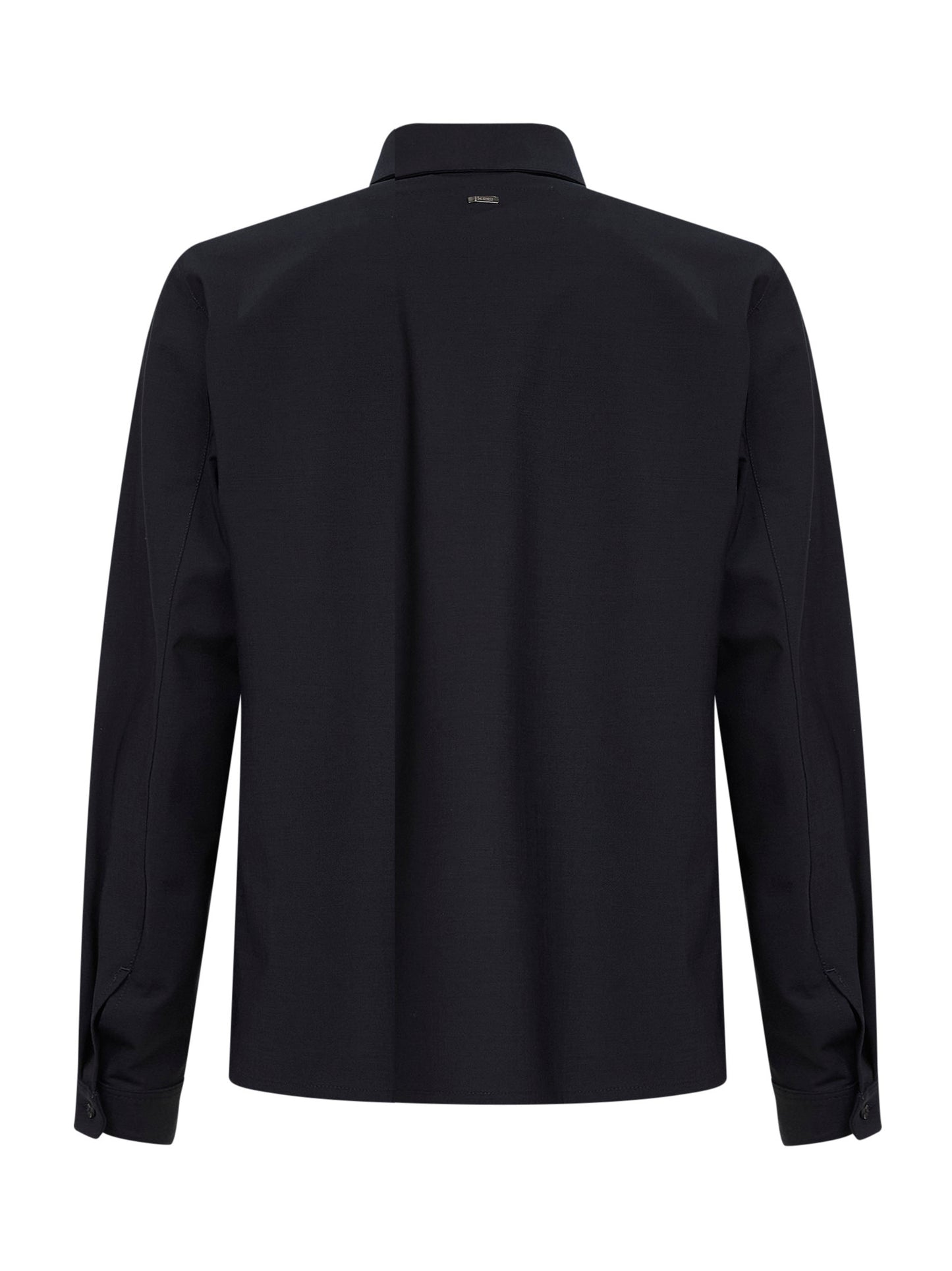 Camicia in tela di lana bi-stretch blu navy