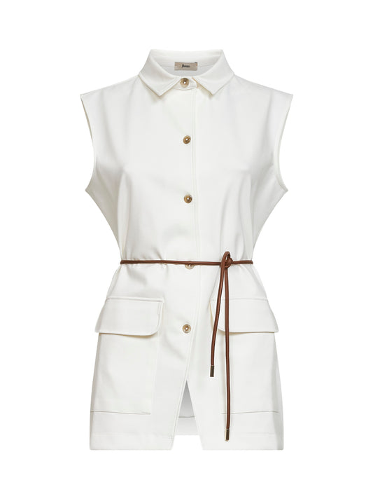 Gilet con cintura in jersey di misto cotone punto Roma naturale