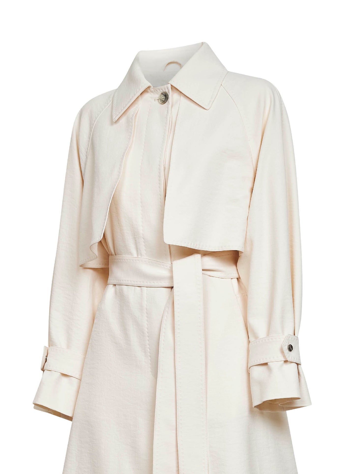 Ivory Fresh Crinkle Woven belted trench coat