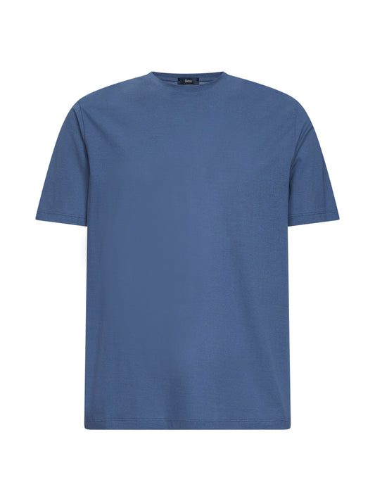 T-shirt in jersey voile crêpe leggero blu
