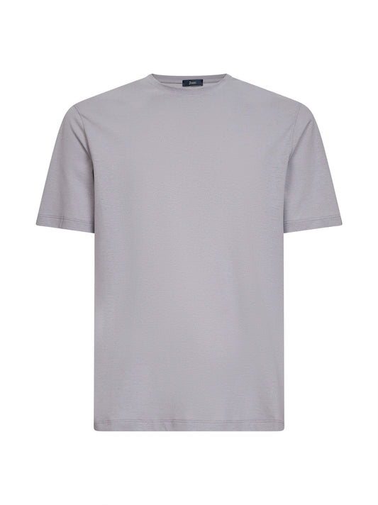 Light grey lightweight crepe voile jersey T-shirt