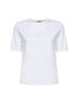 T-shirt in jersey di cotone bianco con spacchi<BR/>