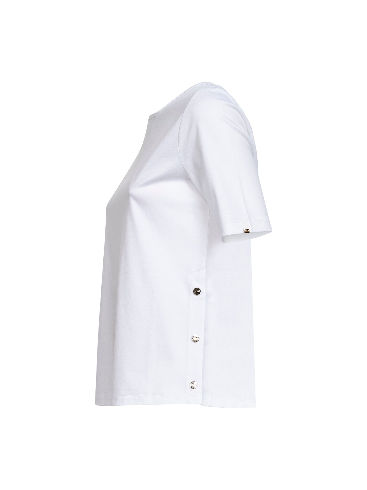 T-shirt in jersey di cotone bianco con spacchi<BR/>