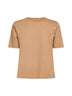 T-shirt in jersey di cotone cammello con spacchi