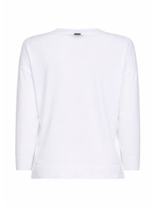 White lyocell and cotton jersey sweater