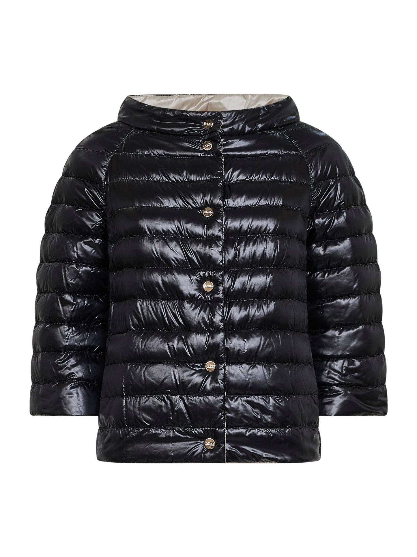 Cappa reversibile in Nylon Ultralight nero e chantilly
