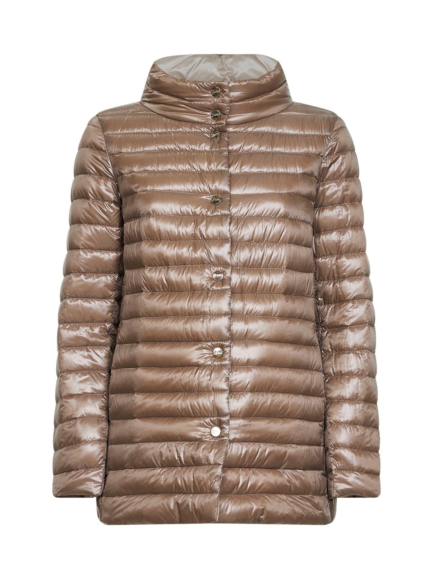 Piumino A-shape reversibile in Nylon Ultralight tortora e chantilly<BR/>