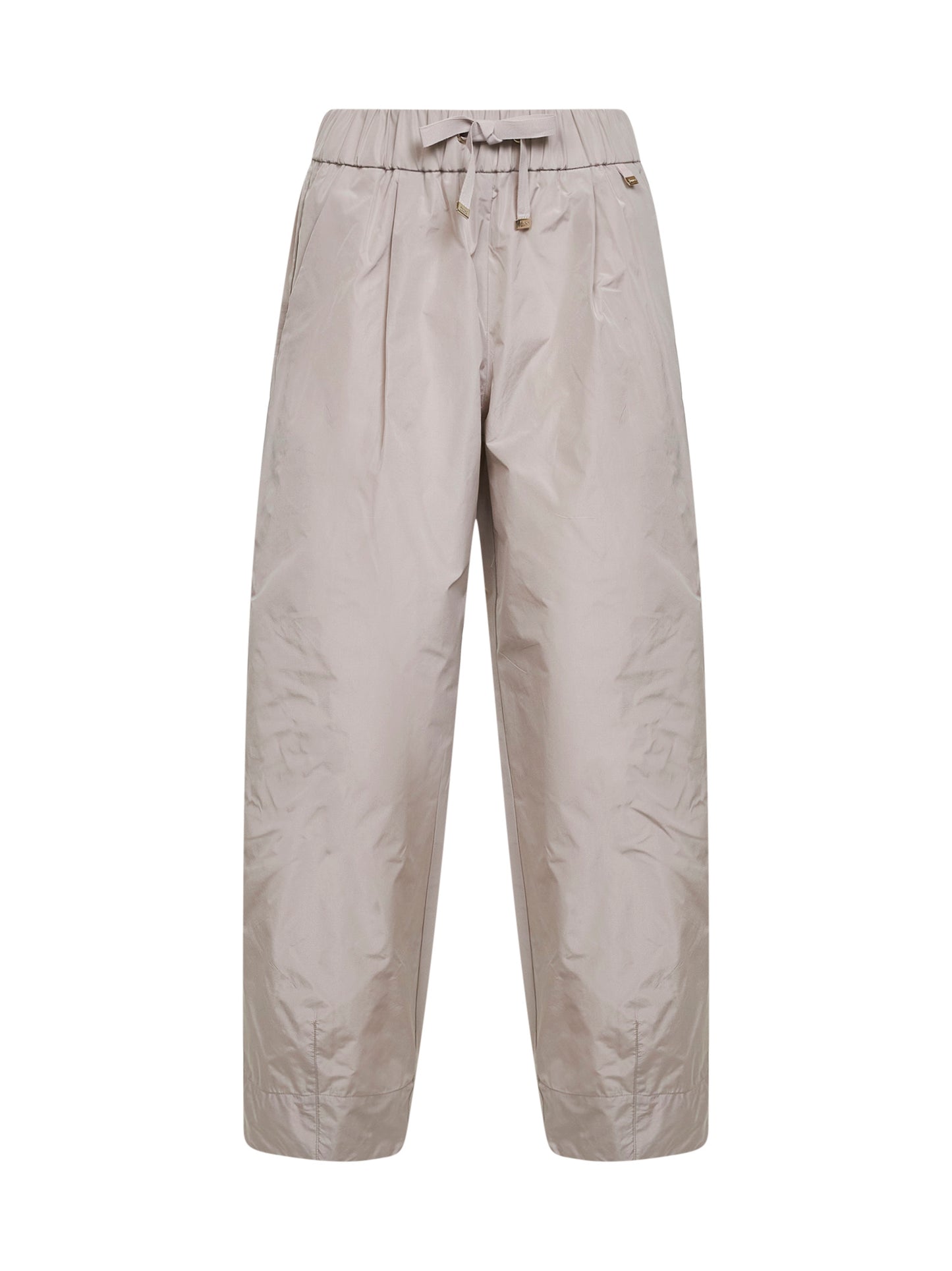 Pantaloni carrot-fit in New Techno Taffetà grigio perla