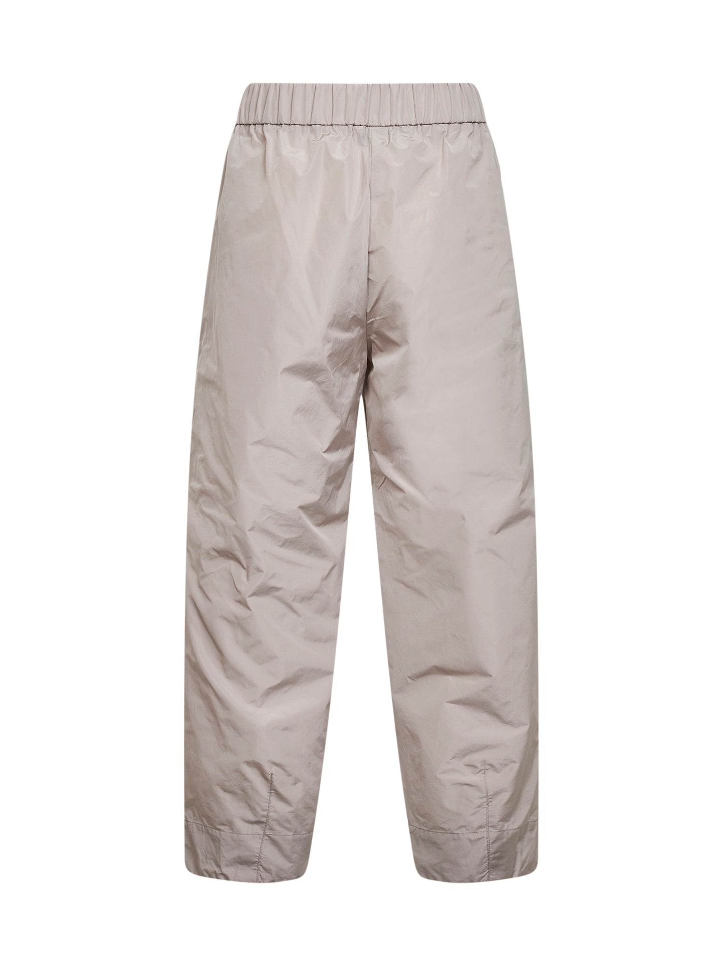 Pantaloni carrot-fit in New Techno Taffetà grigio perla