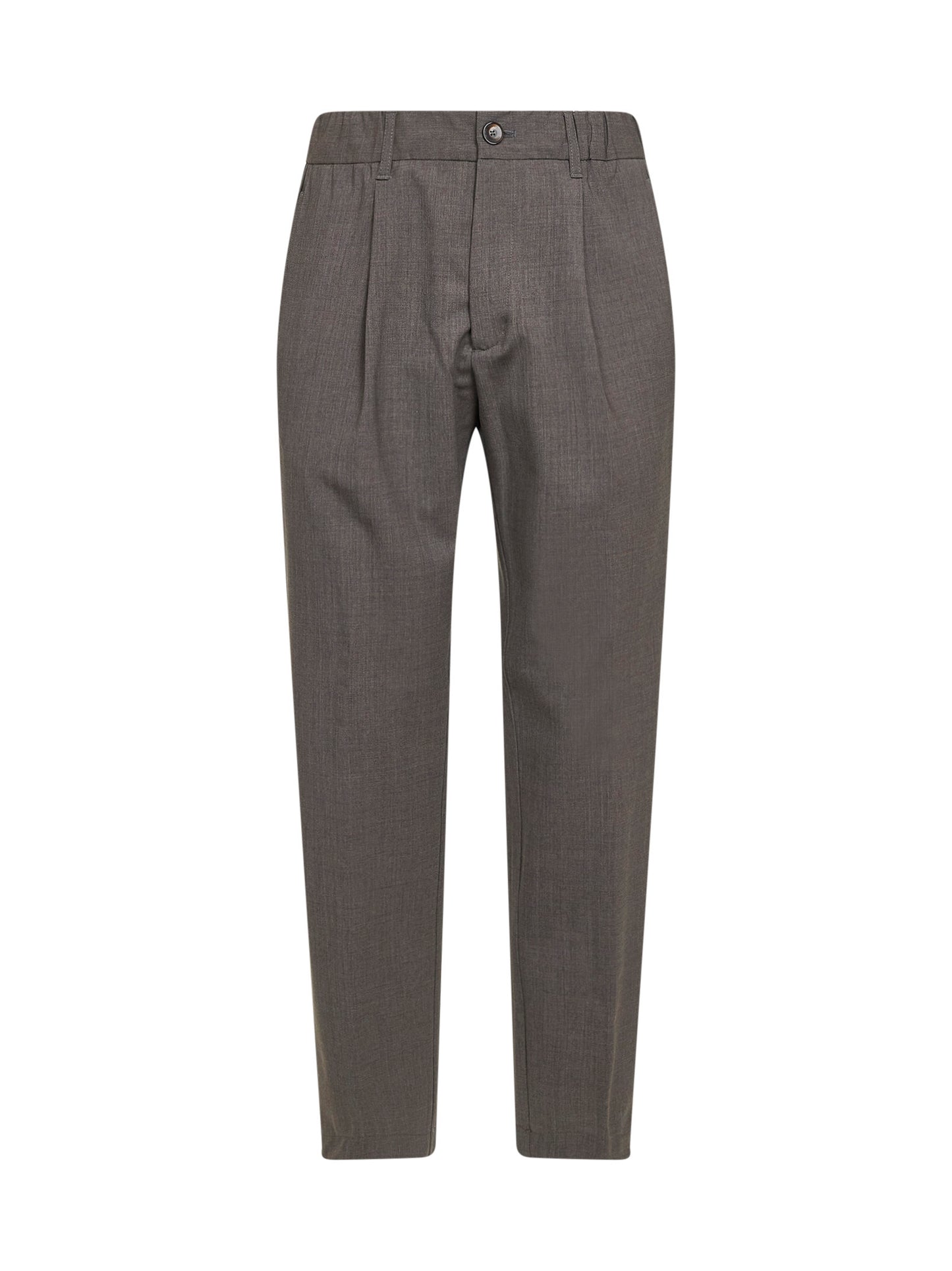 Dove grey two-way stretch wool canvas trousers