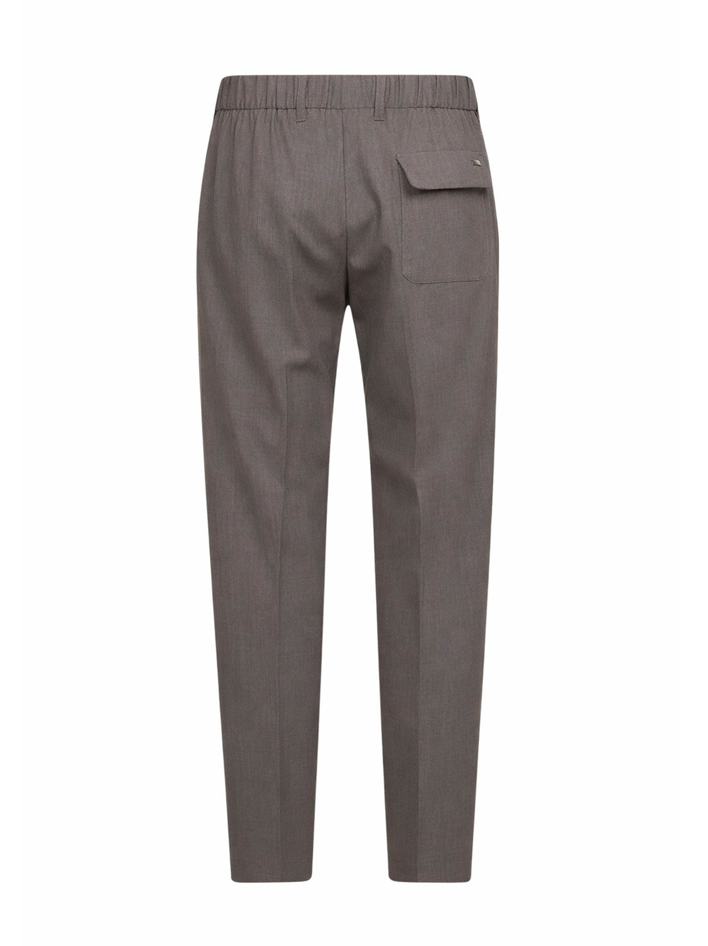Dove grey two-way stretch wool canvas trousers