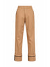 Camel cotton gabardine trousers with turn-up hems