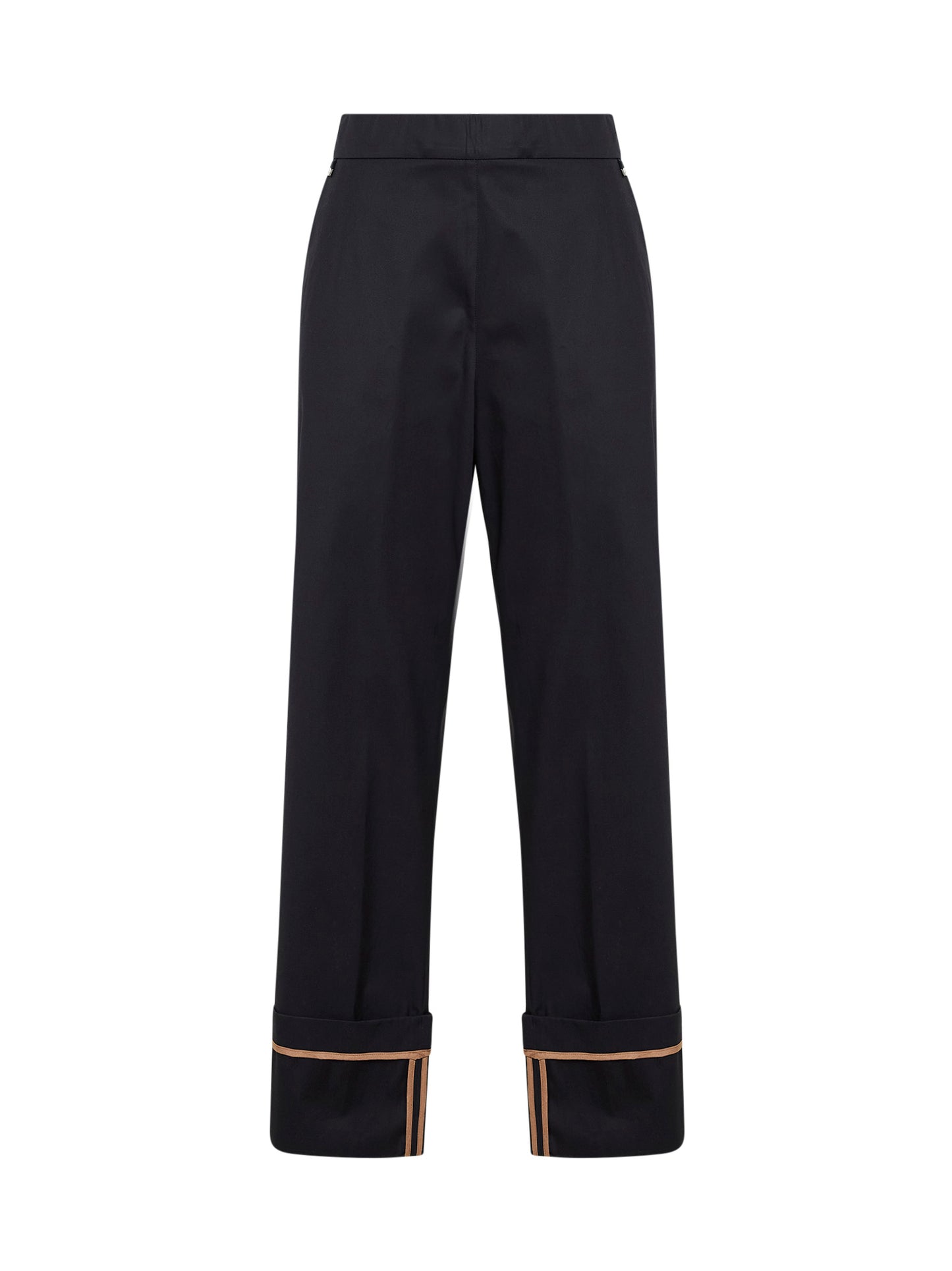 Pantaloni con risvolto in gabardina di cotone blu