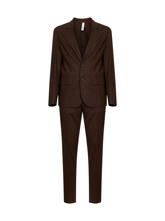 Brown linen and viscose Galatina single-breasted suit