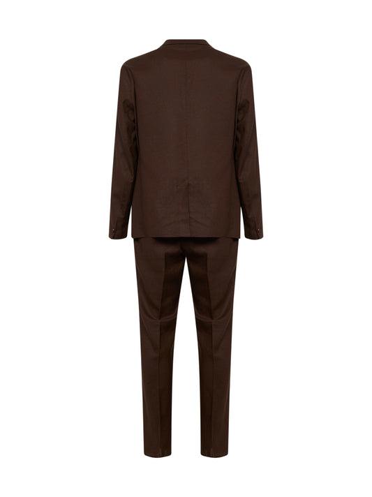 Brown linen and viscose Galatina single-breasted suit