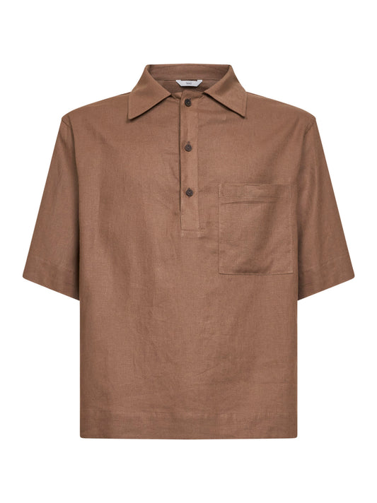 Polo Montursi in lino e viscosa fango