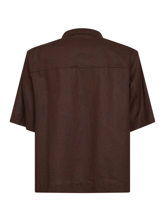 Polo Montursi in lino e viscosa marrone